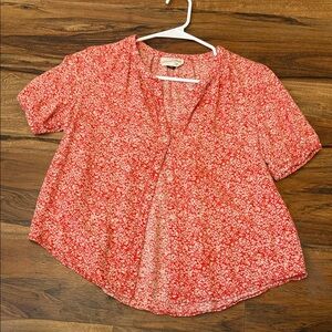 Universal Thread Women's Floral Short Sleeve Button-Down Blouse Size S